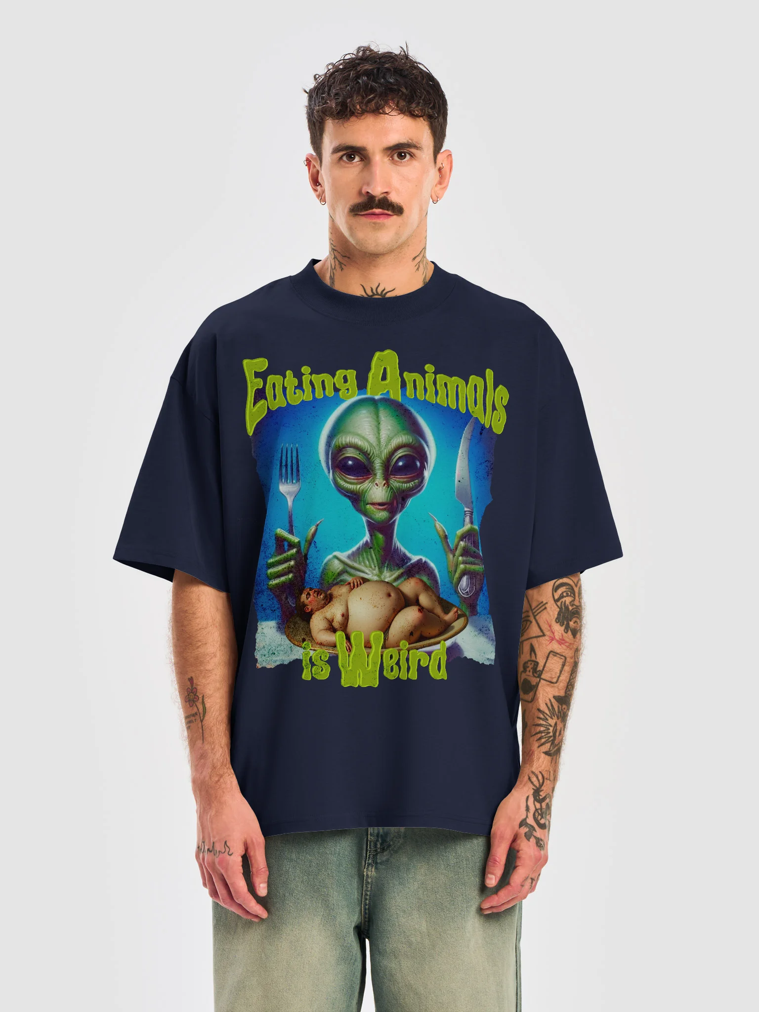 Eating Animals Is Weird Oversized Tee product image (3)