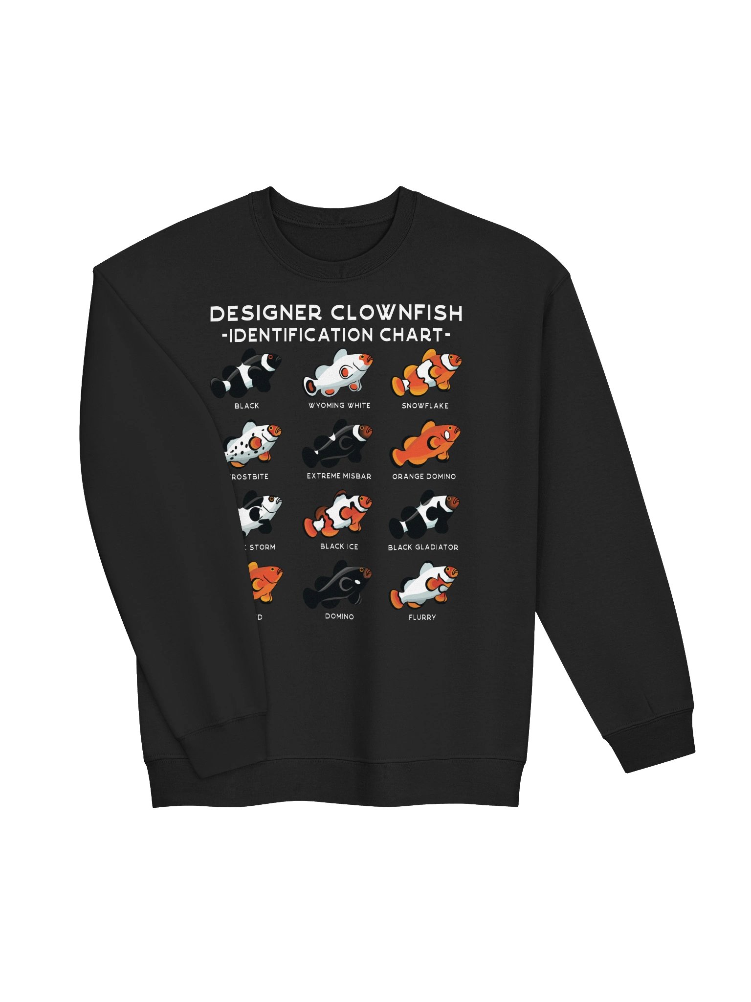 Designer Clownfish Identification Chart Sweatshirt for Reef Aquarium Lovers product image (7)