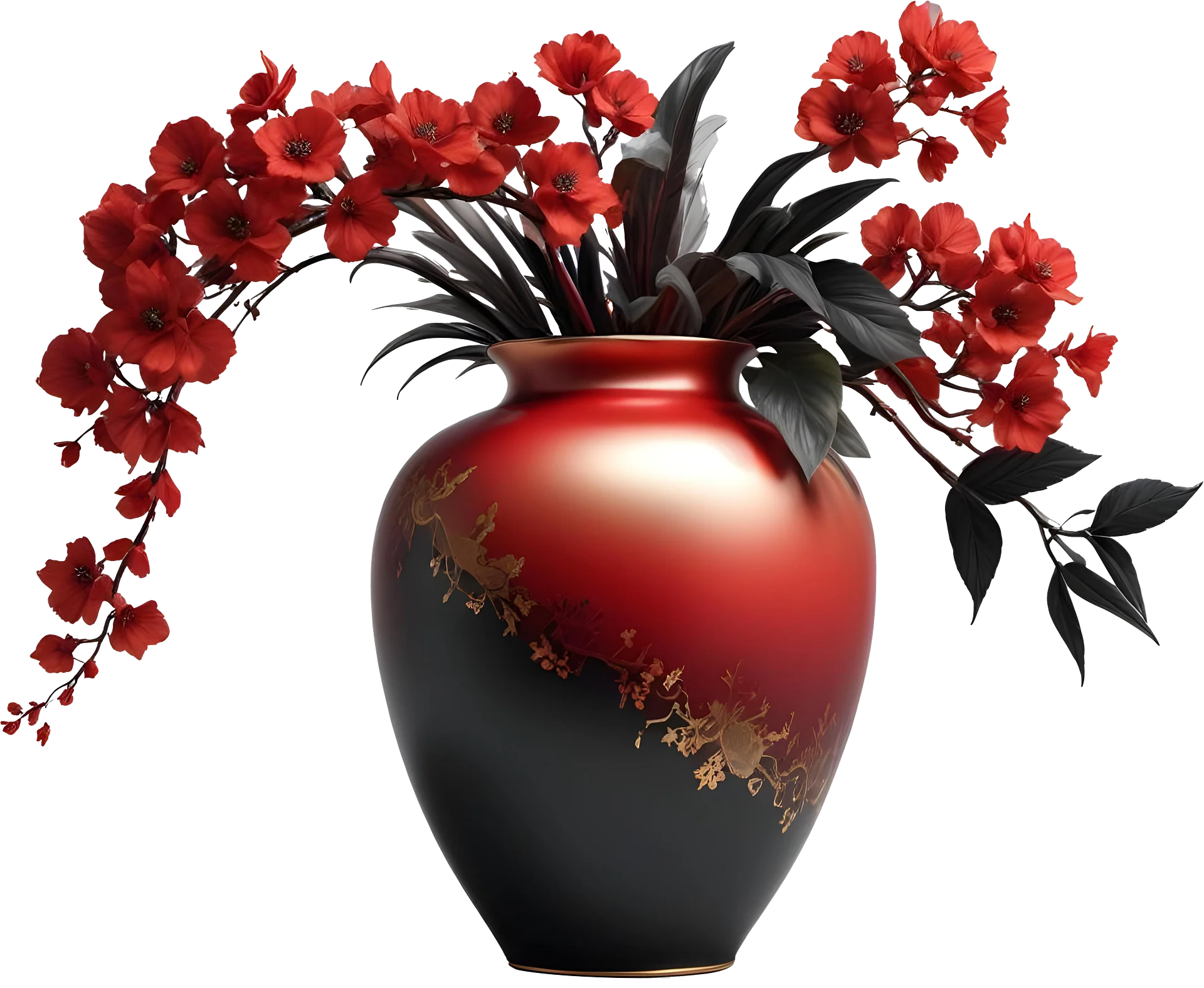 Chinese Porcelain Vase – Red and Black Gradient Elegance PNG product image (1)