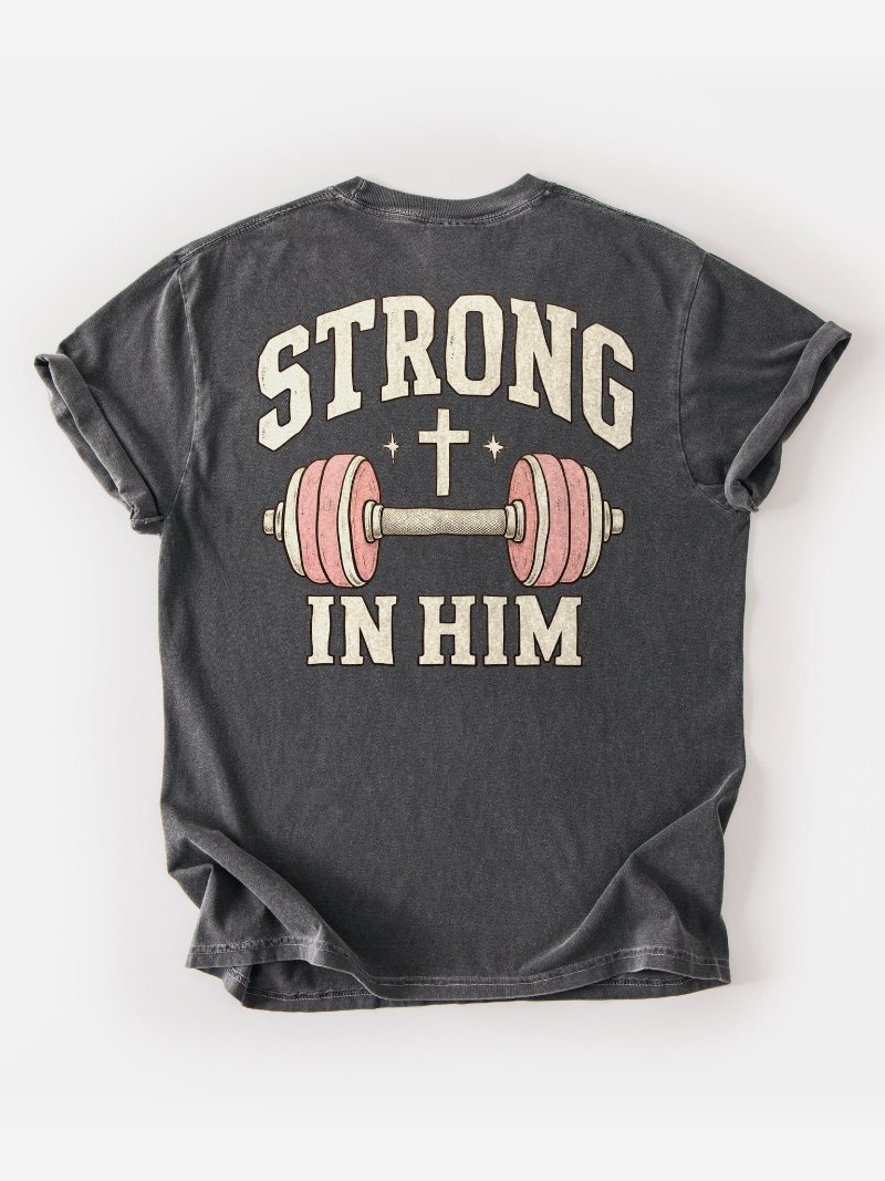 Strong In Him Oversized Gym Tee | Christian Gym Shirt product image (1)