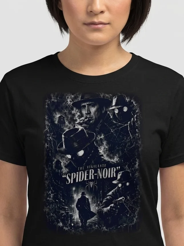Spider-Noir Movie Starring Nicolas Cage Graphic Tee | Gritty Marvel Vigilante Shirt product image (1)
