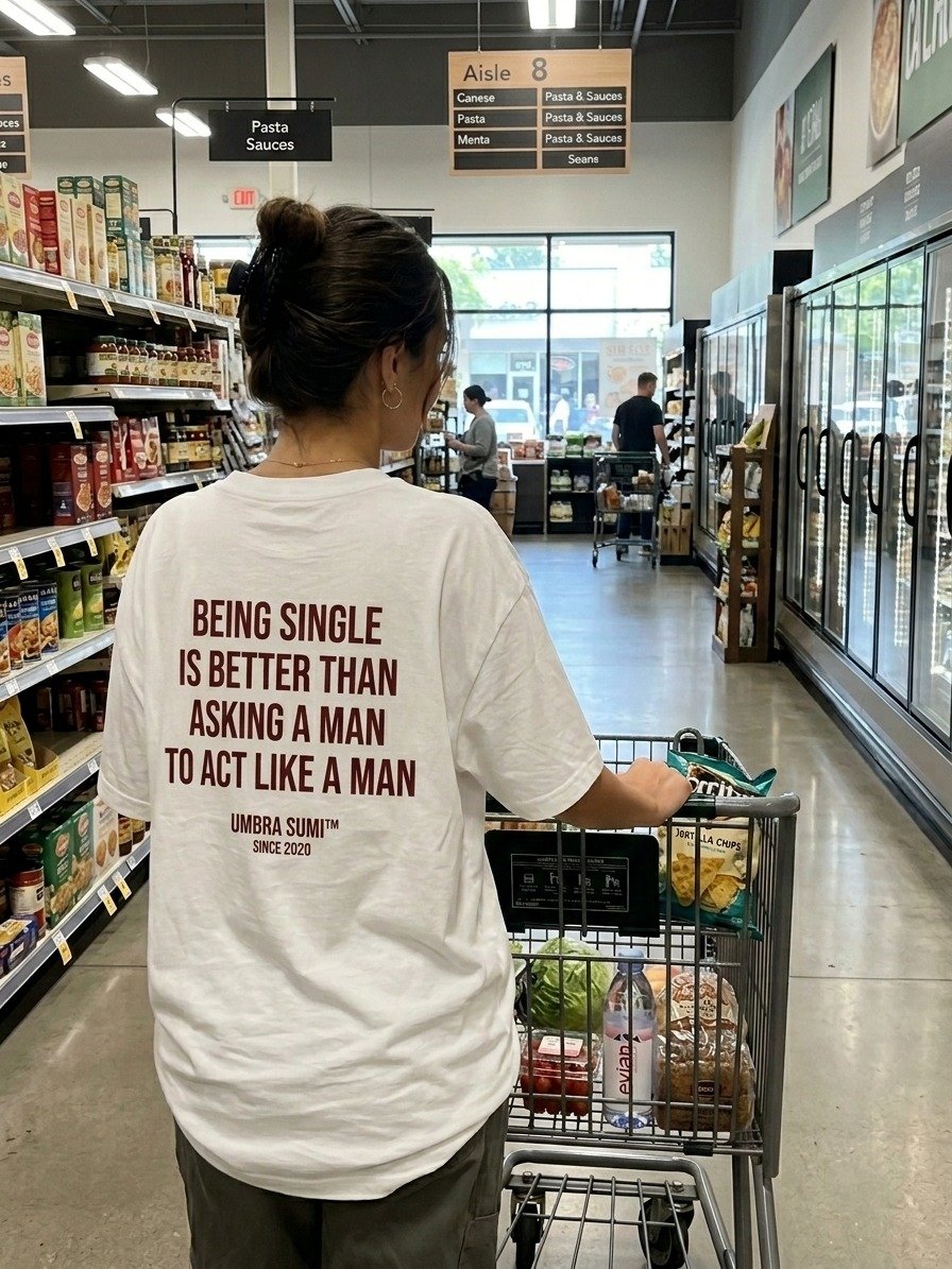 Being Single Is Better Than Asking A Man To Act Like A Man Funny Women's White T-Shirt product image (2)