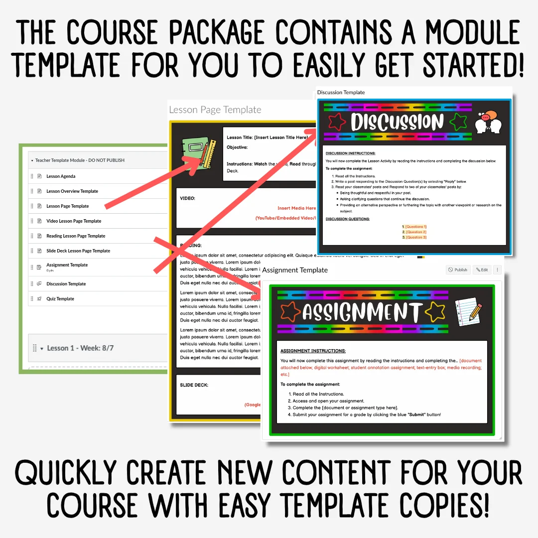 Canvas LMS Template - COURSE BUNDLE - Multicolored - 100% Customizable product image (9)