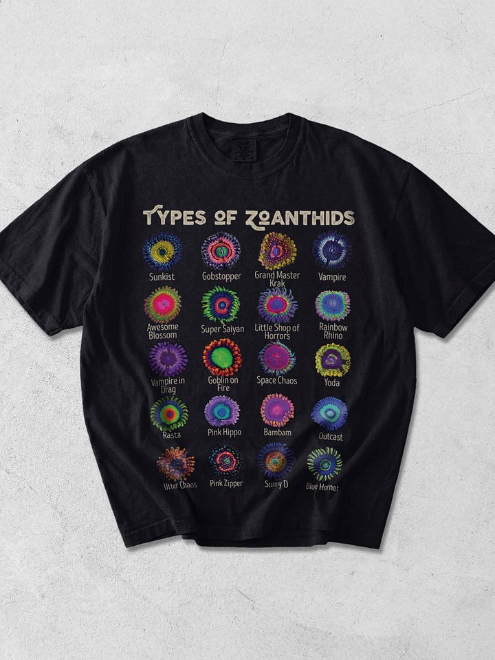 Types of Zoanthids Reef Aquarium Shirt – Colorful Coral ID Guide Tee for Reef Tank Hobbyists product image (1)