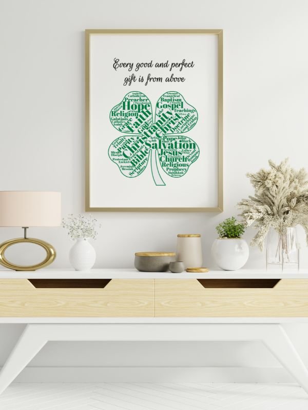 Printable Christian Wall Art - Four-Leaf Clover Design product image (5)