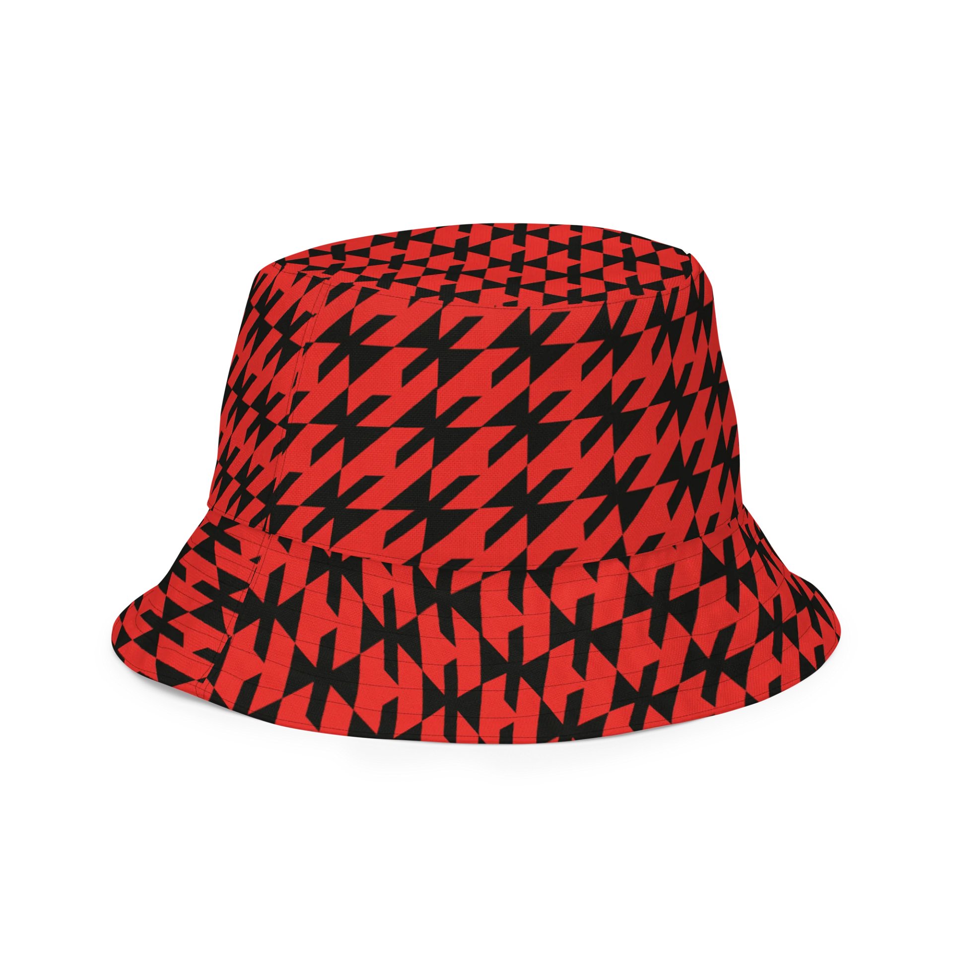 Red and Black Houndstooth Reverie Reversible Bucket Hat product image (5)