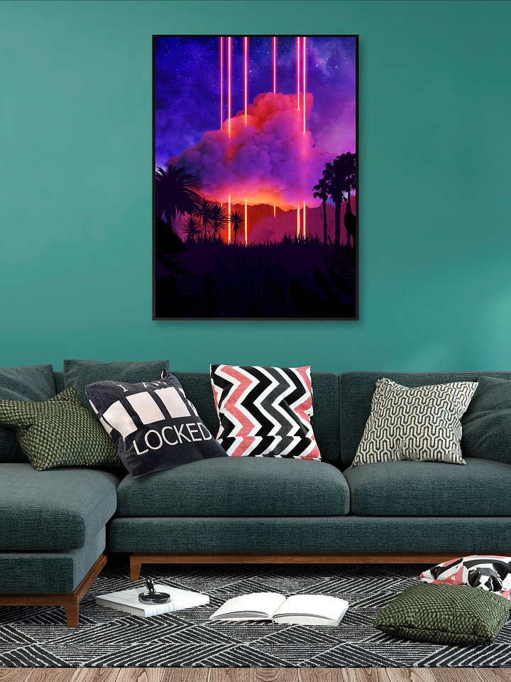 Neon palms landscape: Cloud [synthwave/vaporwave/cyberpunk] — Aesthetic retrowave poster product image (2)