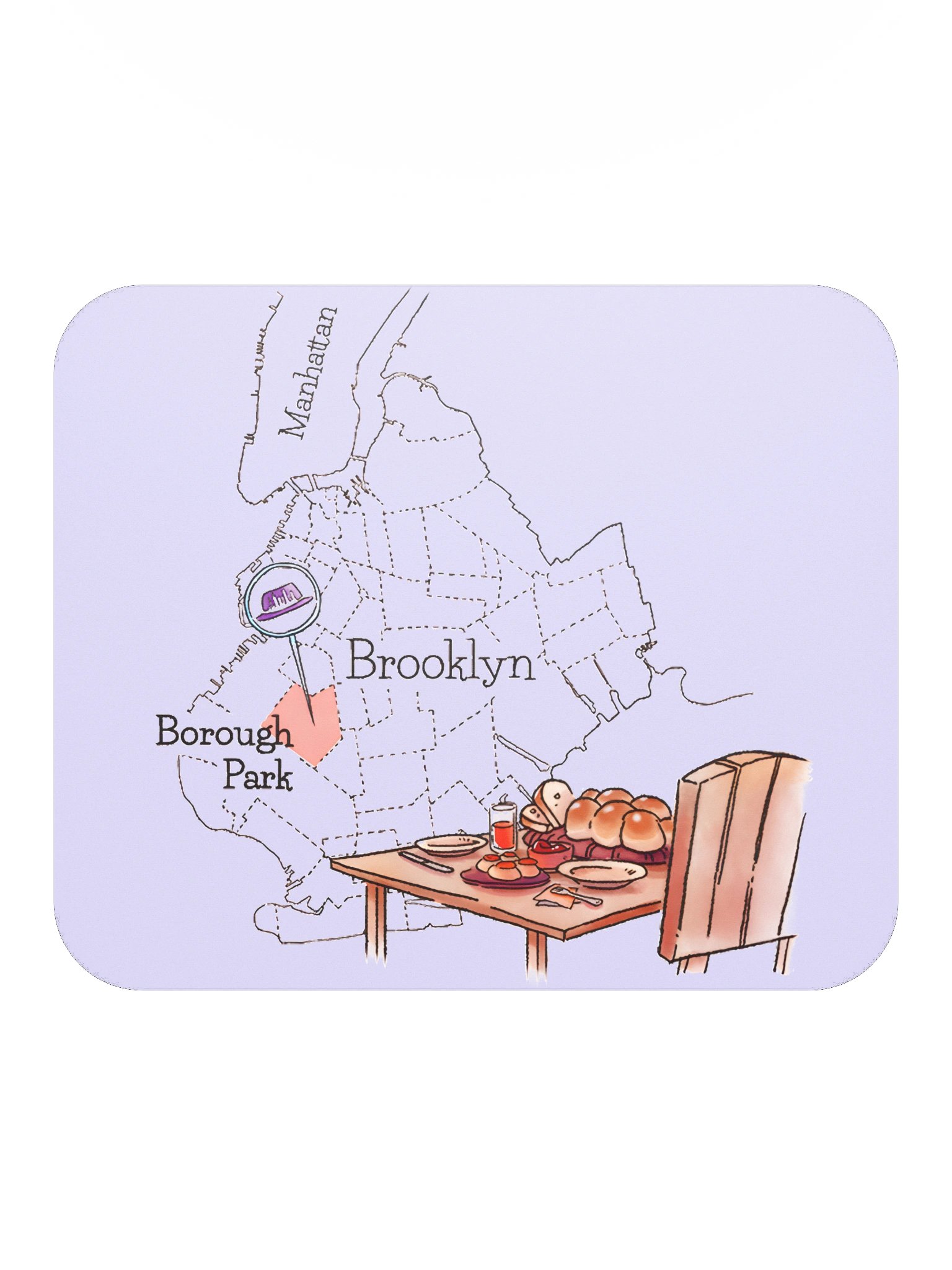 Borough Park on the map, mousepad product image (1)