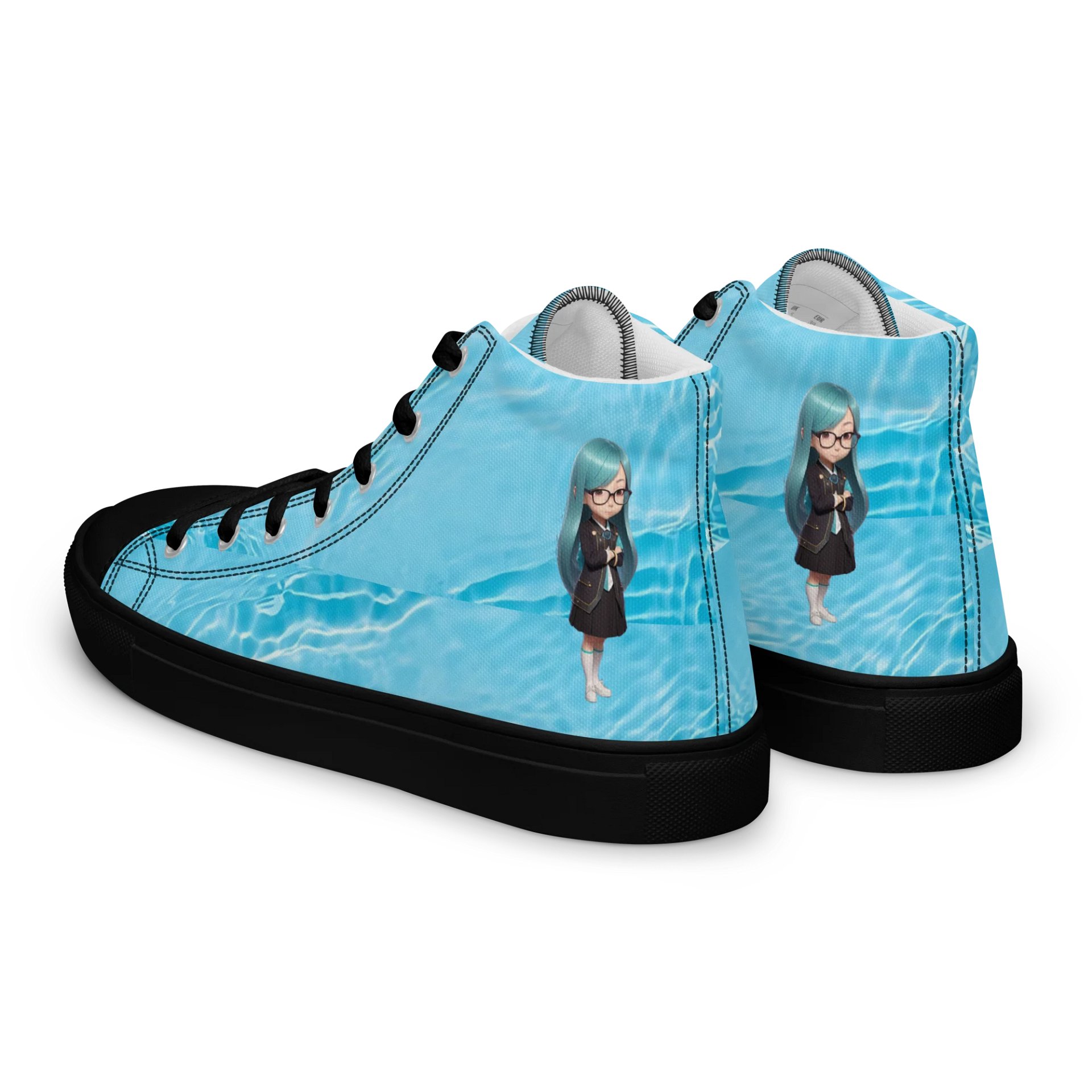 (Aqua CHIBI) K Women's High Top Canvas Shoes product image (5)