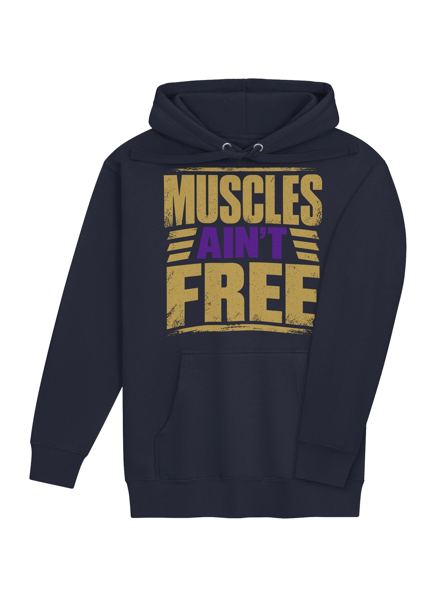 The "Muscles Ain't Free" Royal Gold & Purple Heavyweight Hoodie product image (4)
