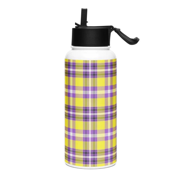 Yellow and Purple Plaid Water Bottle product image (2)