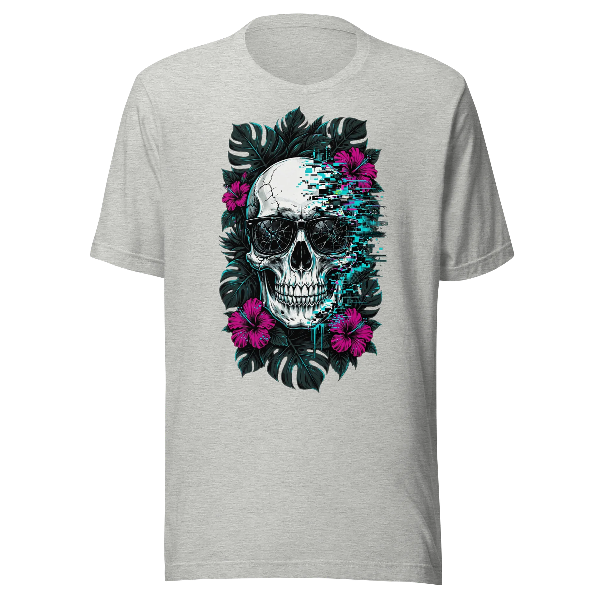 Neon Skull Glitch Graphic Tee product image (2)