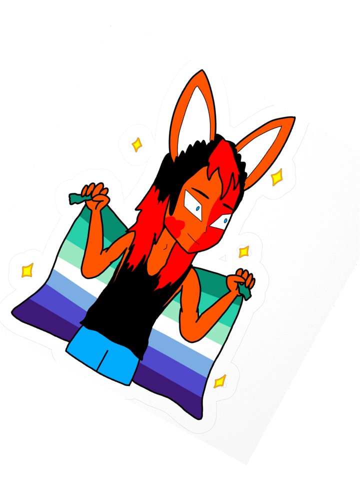 Gay flag kiss cut sticker (featuring Jianwei) product image (2)