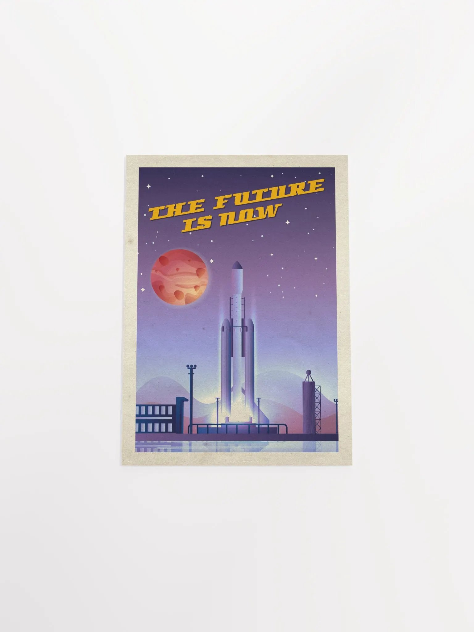 The Future is Now, SpaceX Falcon Heavy — Vintage space poster, retro space art, propaganda poster, retrofuturism art, retro sci-fi print product image (8)