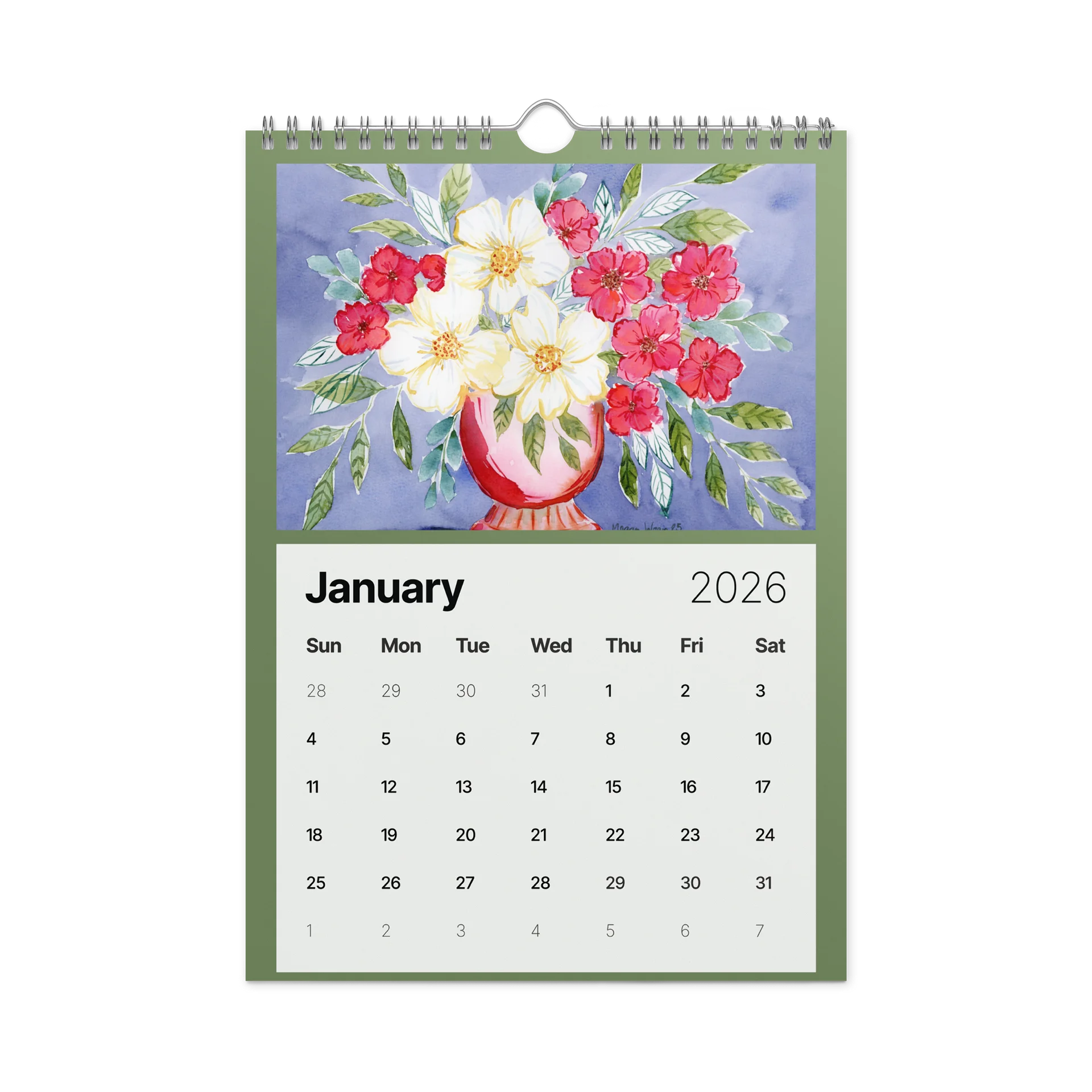 Watercolor Blooms 2026 Wall Calendar product image (6)