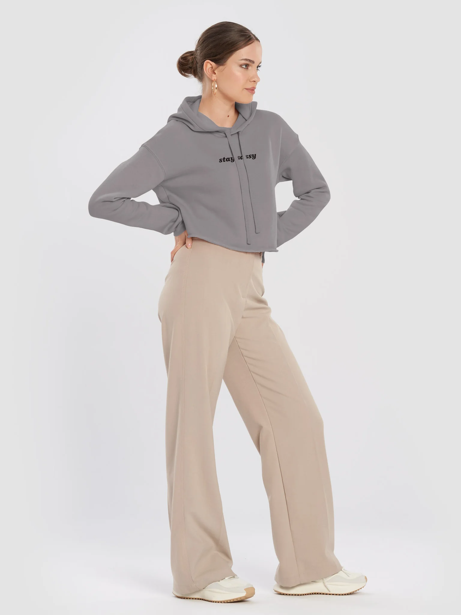 Stay Sassy Cropped Hoodie - Grey product image (5)