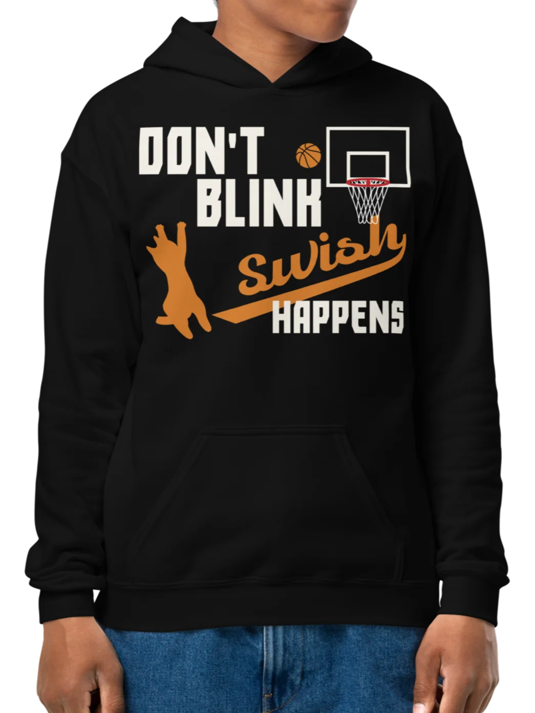 Basketball Cat (DON'T BLINK, Swish HAPPENS) - Unisex Youth Hoodie product image (2)