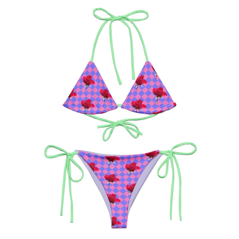 Rosy string bikini {melon and periwinkle} product image (2)
