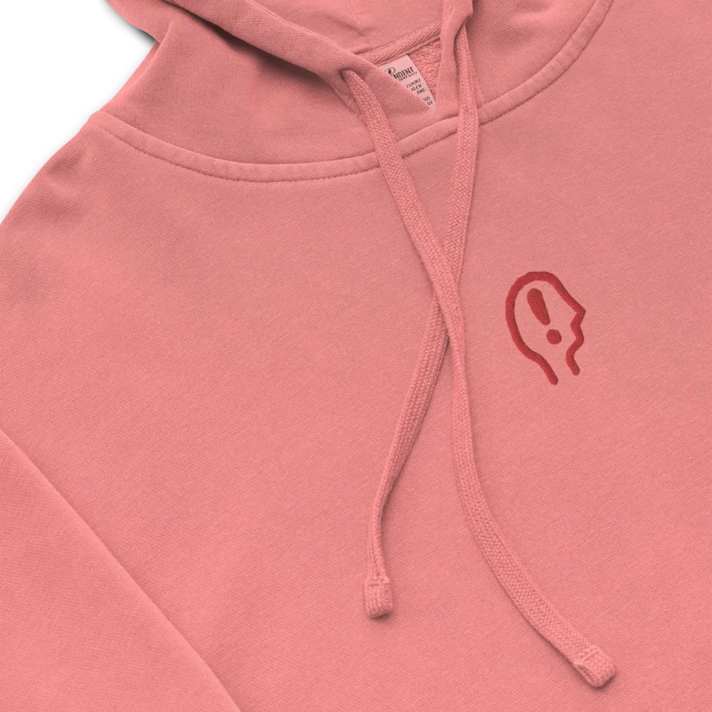 EXCLAIMING MENTALLY (C. red) embroidered pigment hoodie product image (1)
