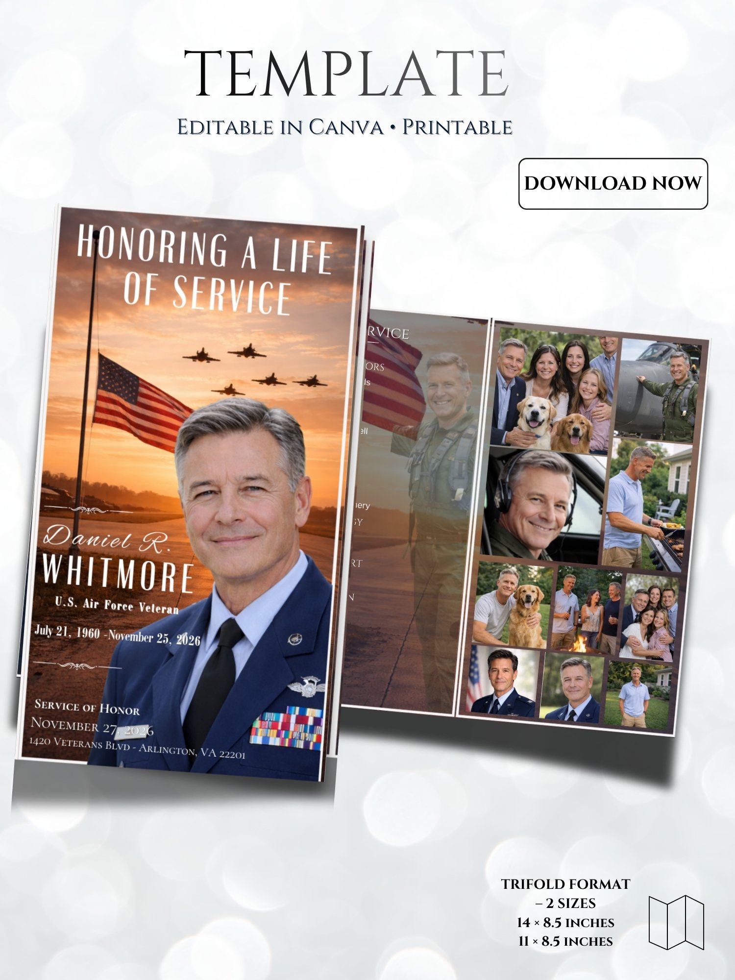 US Air Force Obituary Funeral Program Template for Canva product image (5)