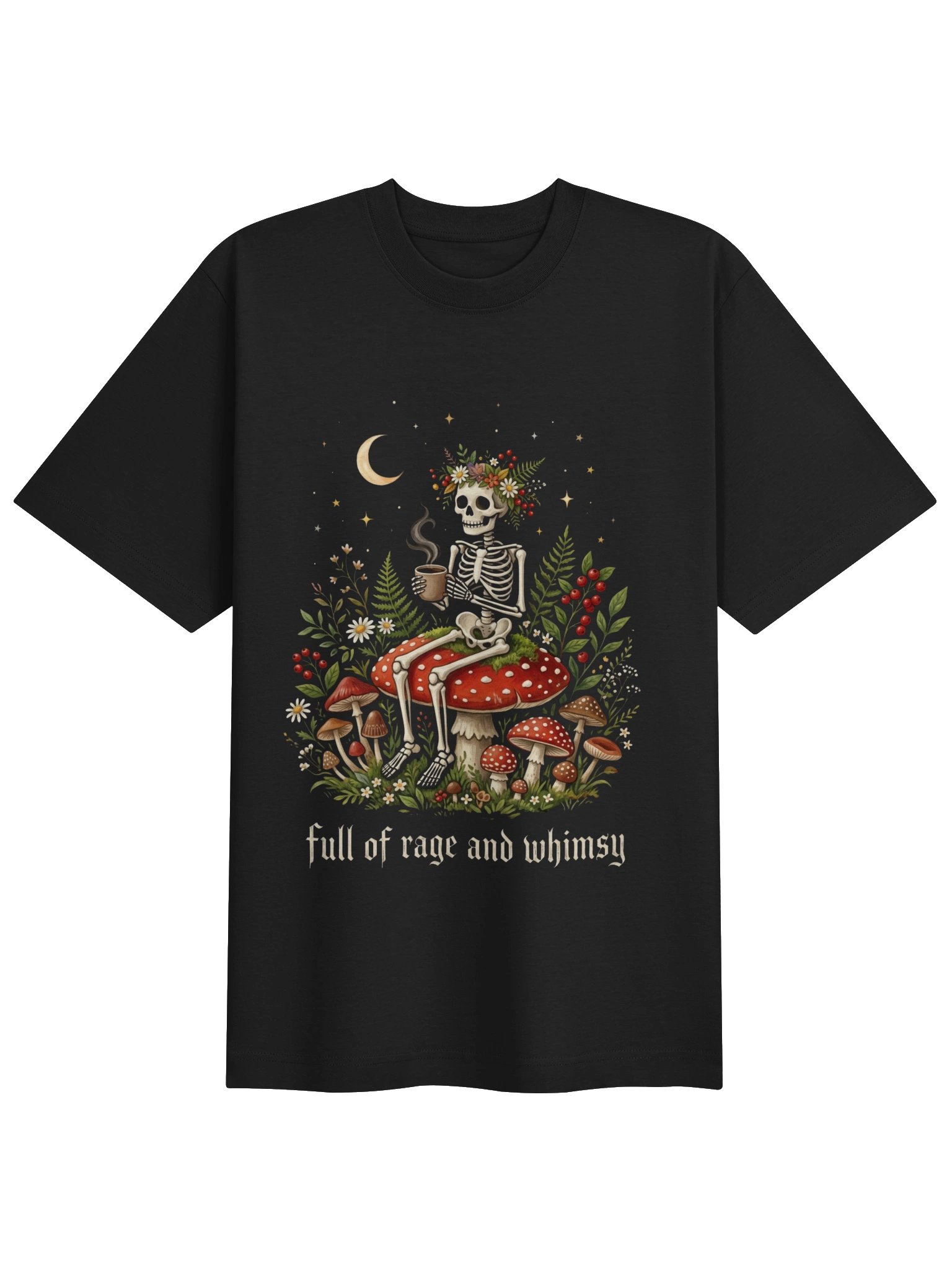 Gothic Mushroom Skeleton T-Shirt | Full of Rage and Whimsy product image (1)