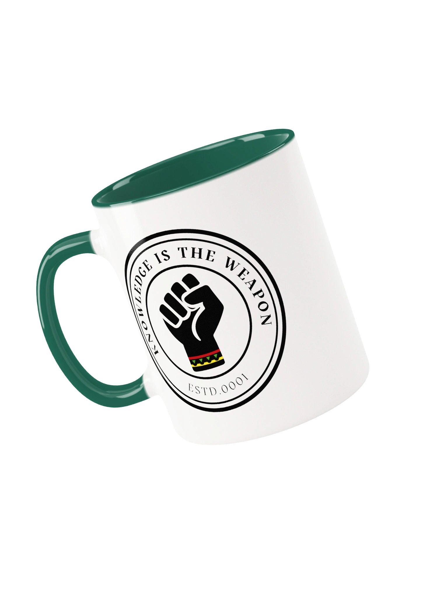 Knowledge Is the Weapon Two Tone Mug | Raised Fist Emblem | Originology | Black History X product image (3)
