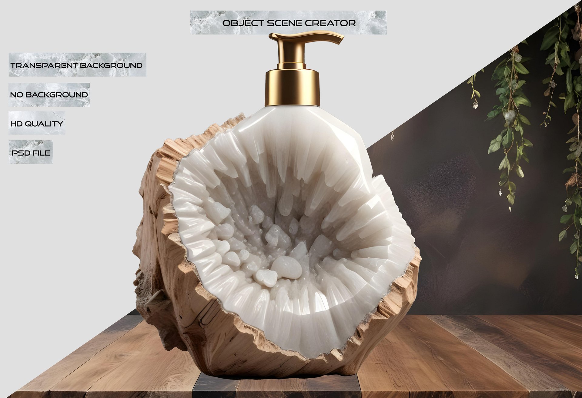 Terra Elegance – Boho Chic Geode Soap Dispenser PNG product image (2)