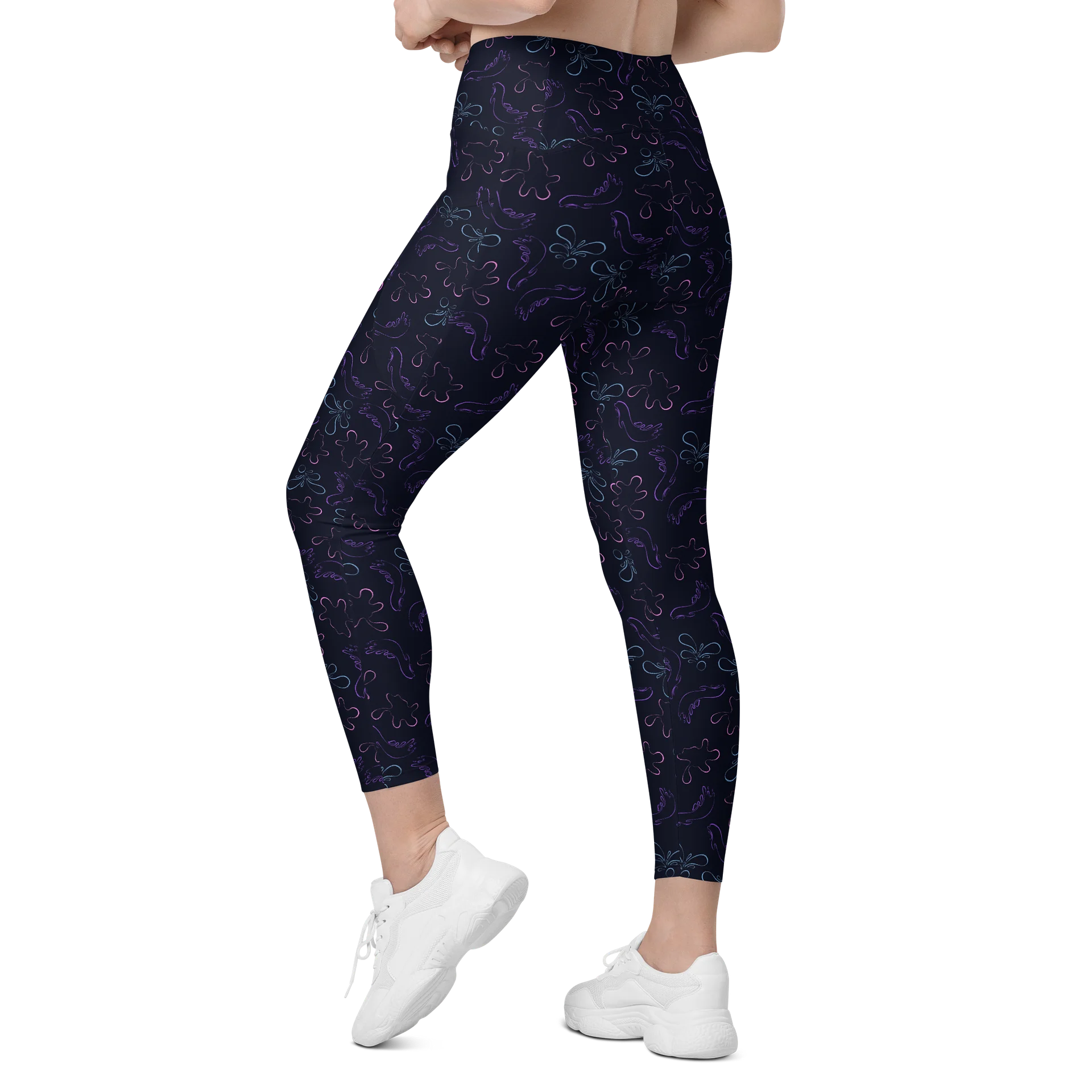 Vibrant Neon Contour Splash Leggings for Workouts product image (6)