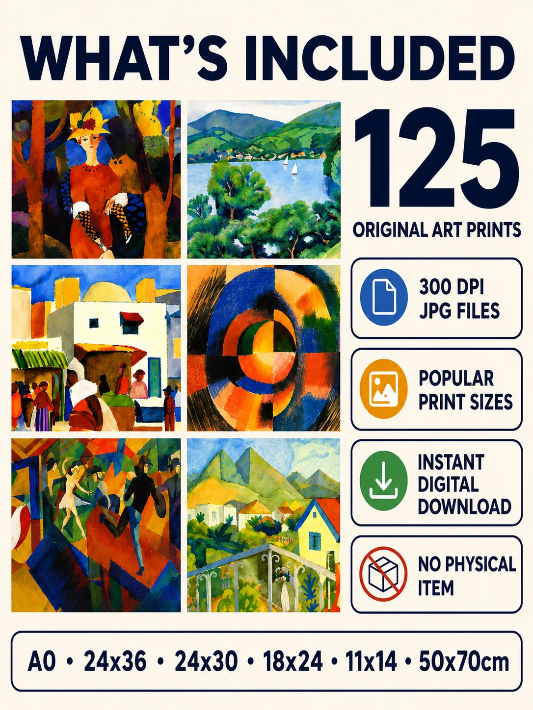 125 August Macke Inspired Art Prints, Colorful Expressionist Wall Art Bundle product image (2)