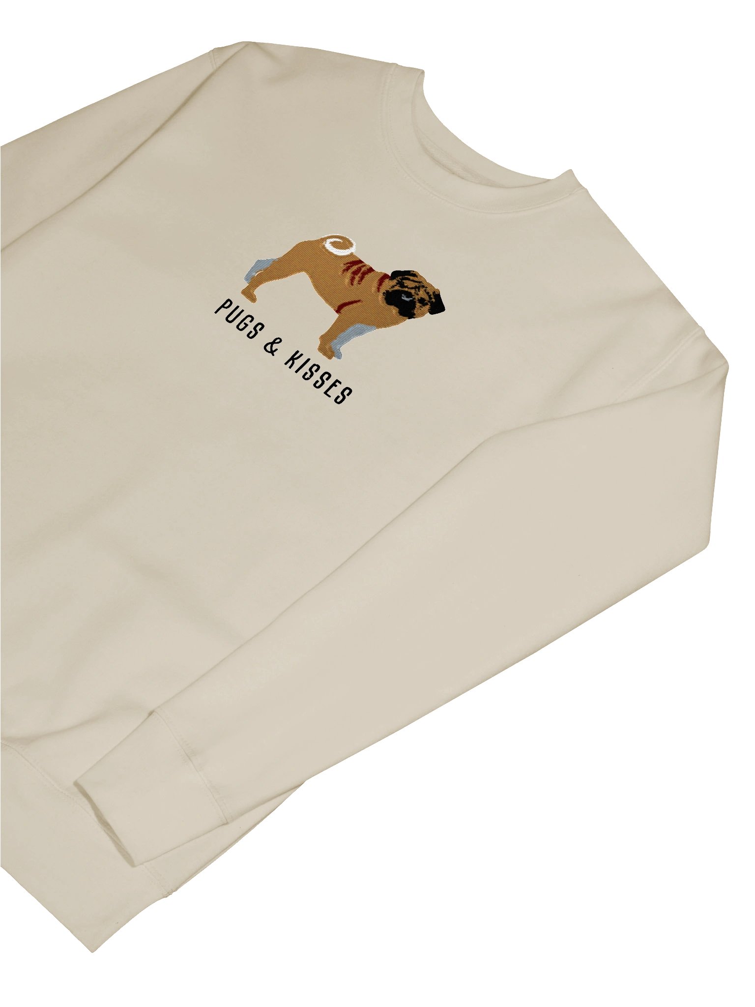 Pugs and Kisses Sweatshirt (Embroidered) of a Pug(Fawn) product image (7)