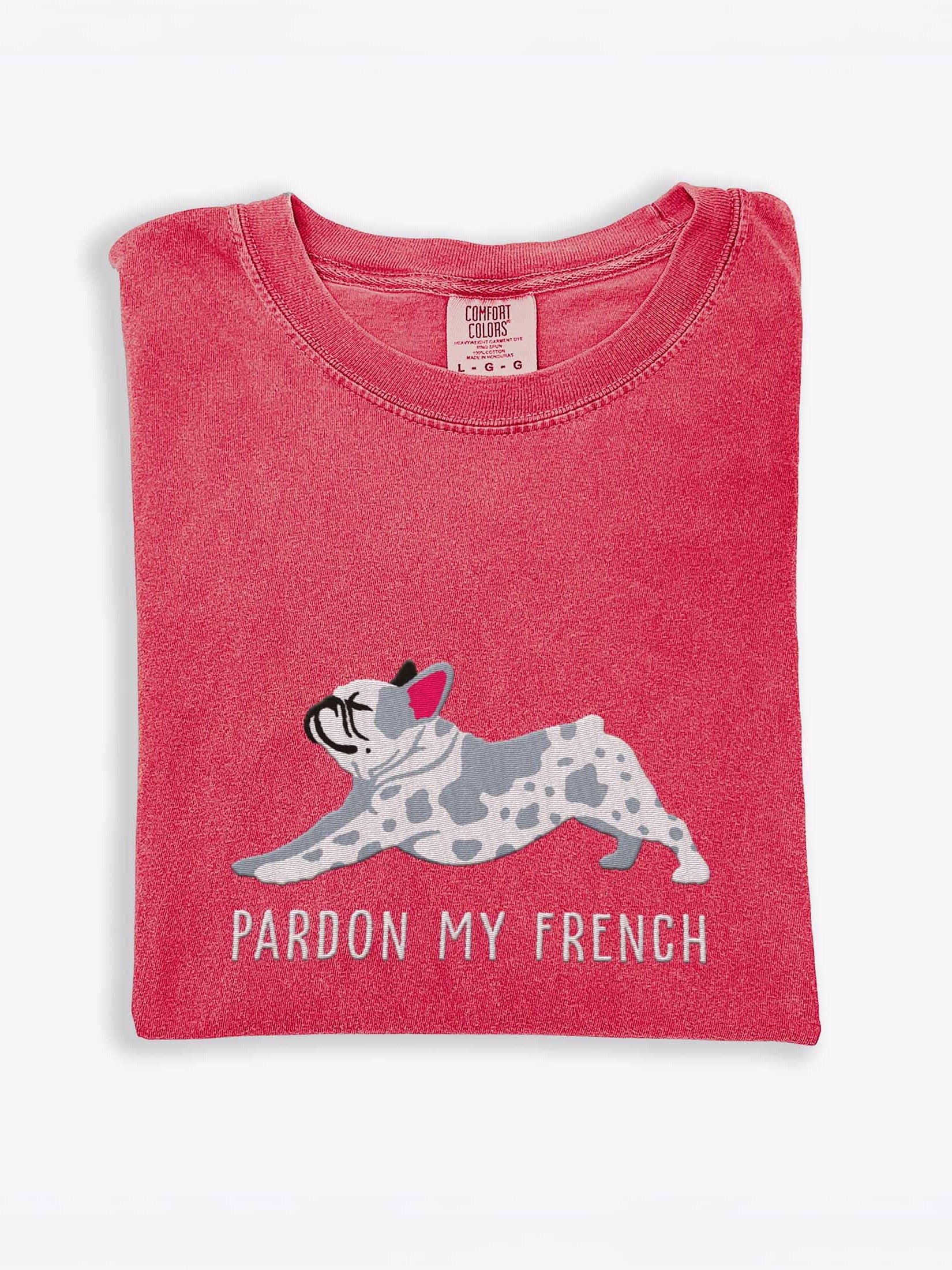 Pardon My French T-Shirt(Embroidered) of a French Bulldog(Merle) product image (1)