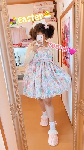 egg dress egg dress egg dress 🐰💐🐣🤍🐇💛

#eglcommunity #angelicpretty #kawaiifashion #blacklolita #jfashion #eglfashion #sweetlo...
