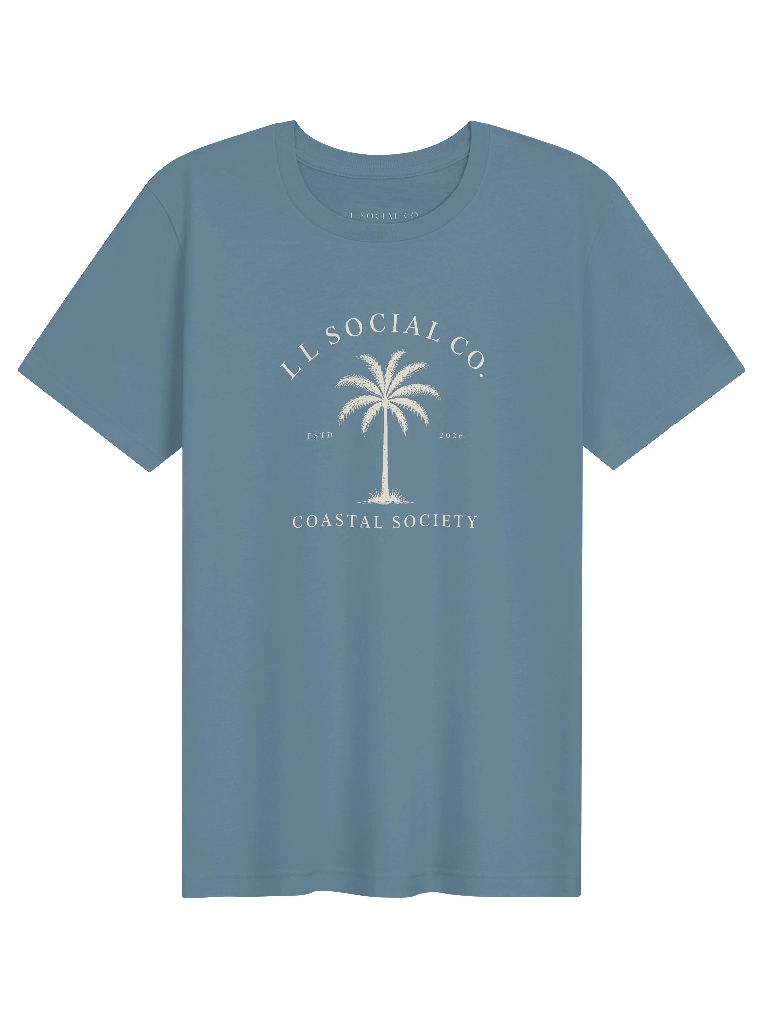 LL Social Co. Coastal Society Essential Tee — Palm | Ivory (Front) product image (1)