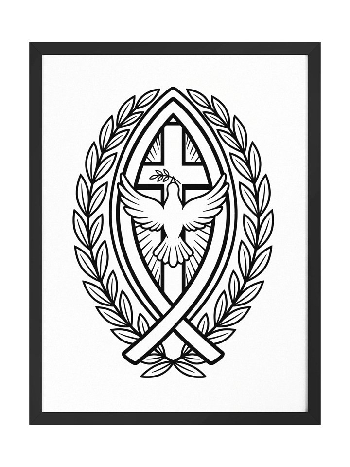 Christian Cross Dove Ichthus Faith Design Wall Art Religious Gift and Decoration Wood Framed Matte Poster product image (1)