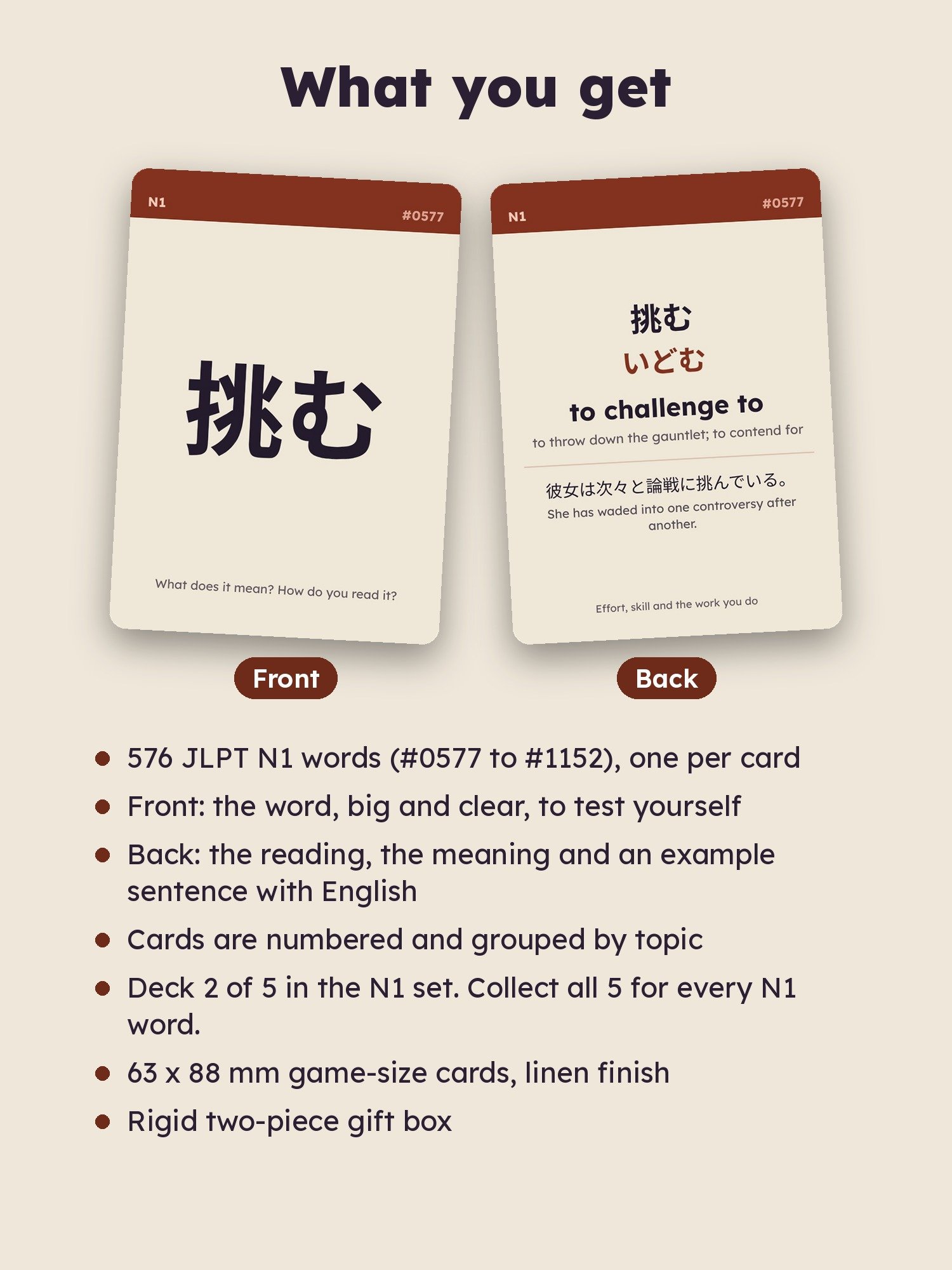 Japanese Flash Cards: JLPT N1 Vocabulary Deck 2 of 5, Words 577 to 1152 (zombie.cat) product image (2)