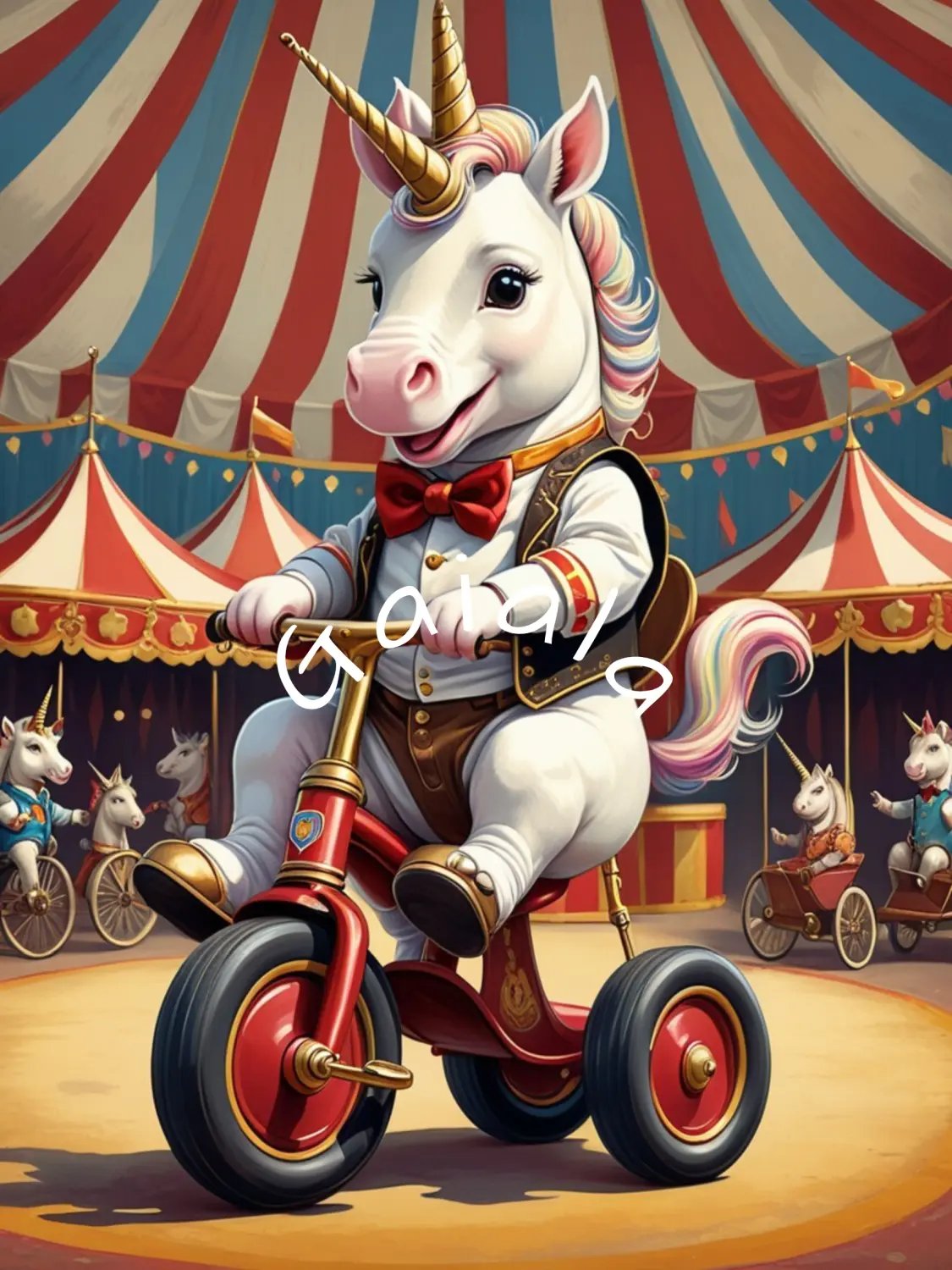 Circus Unicorn on a Tricycle Kid Nursery Print Child Wall Art product image (1)