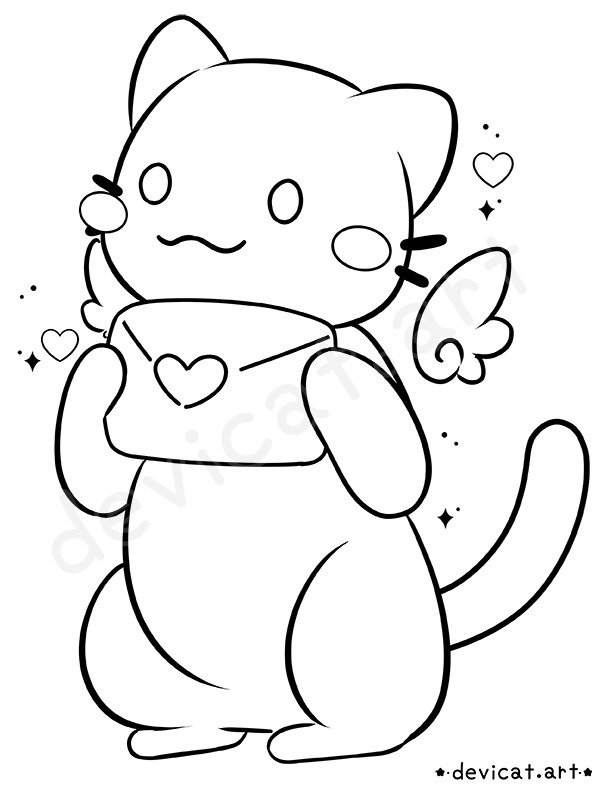 CandiCat Valentine 2026 Coloring Page product image (1)