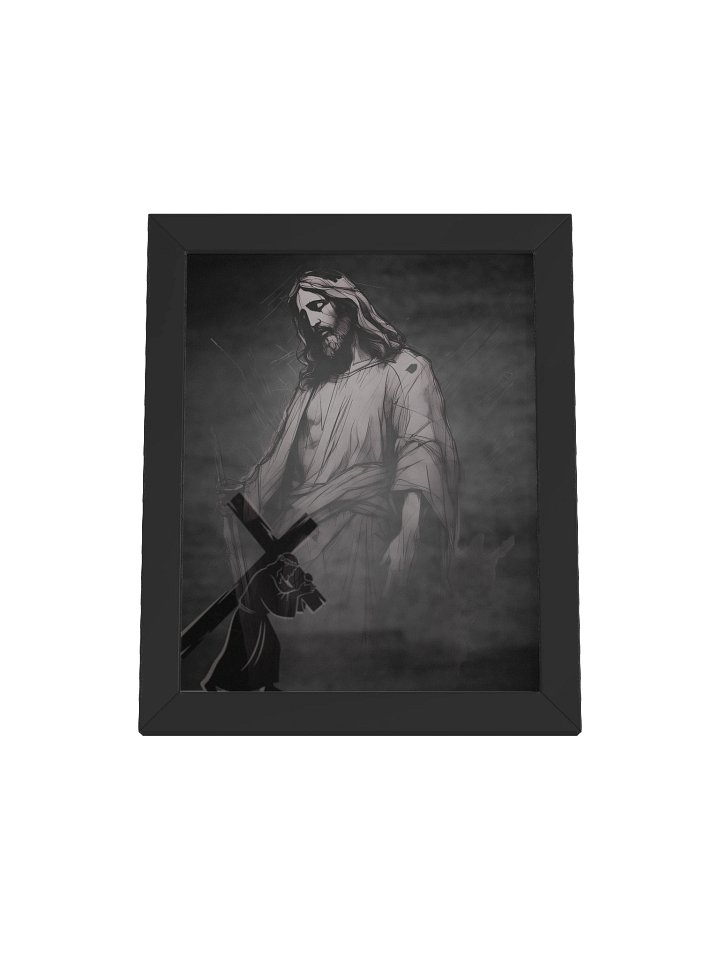 Modern Catholic Wall Art – Divine Reflections Framed Matte Poster | Sketch Jesus Art | Christian Home Décor product image (1)