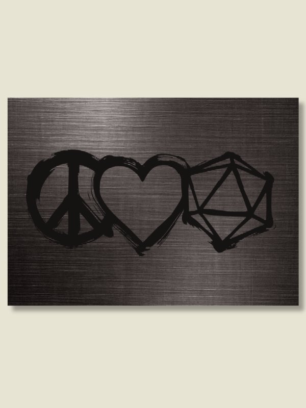 Black Peace Love D20 Board Game Room Poster - UNFRAMED product image (1)