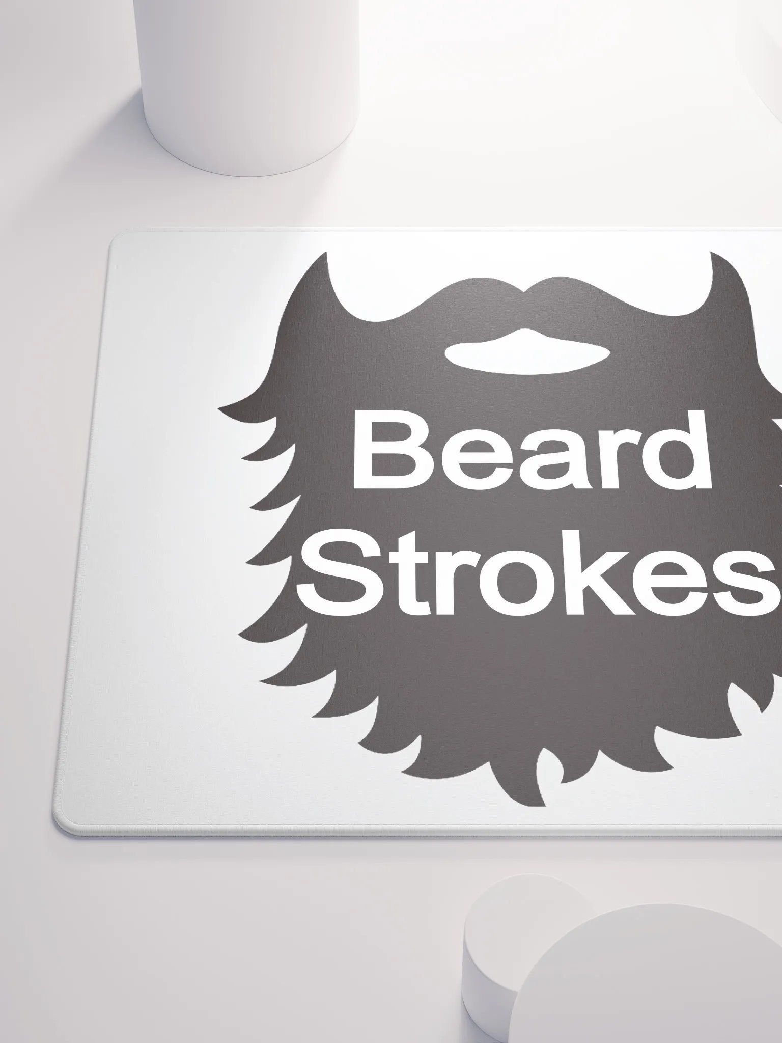 Black Beard Strokes Gaming Mouse Pad (White) product image (6)