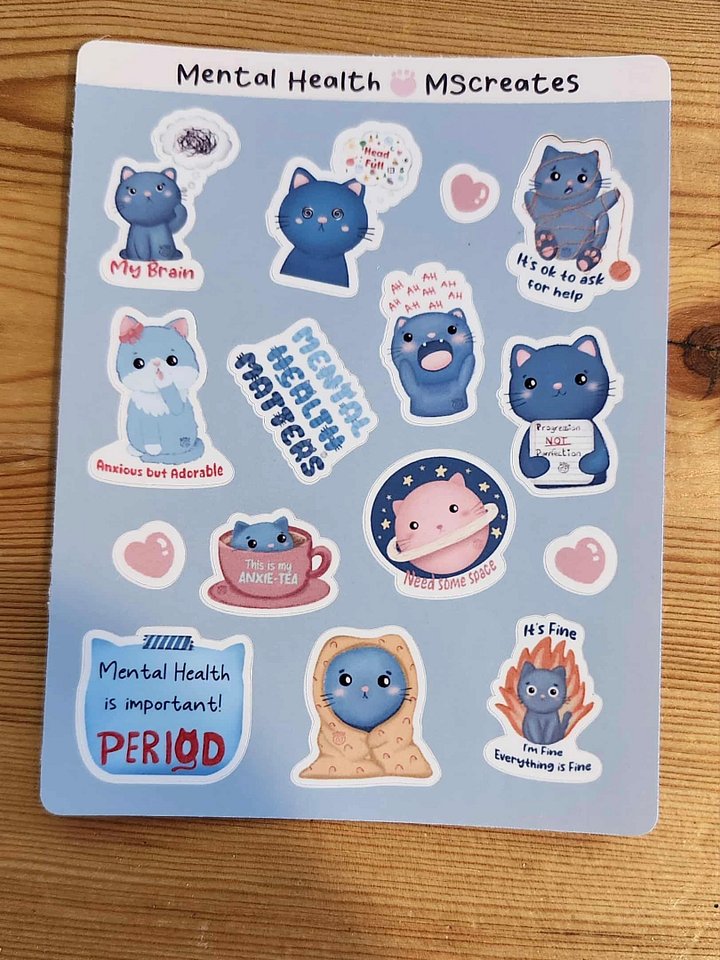 Cat Mental Health Sticker Sheet product image (2)