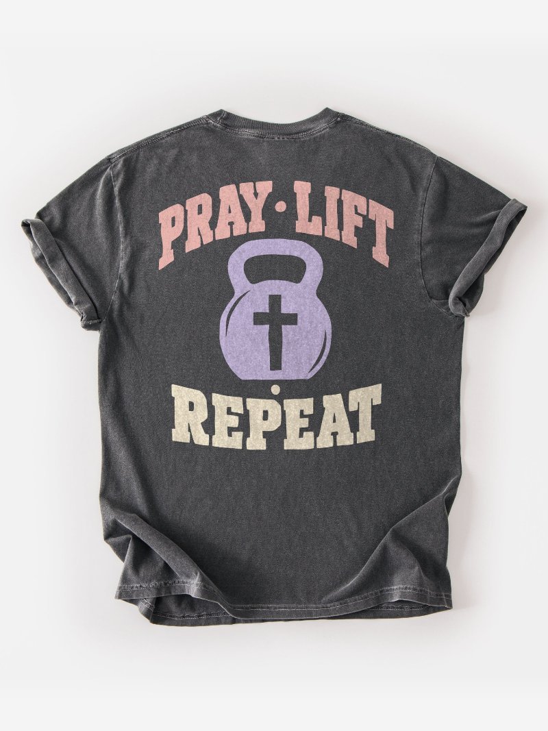 Pray, Lift, Repeat Oversized Gym Tee | Pump Cover product image (1)