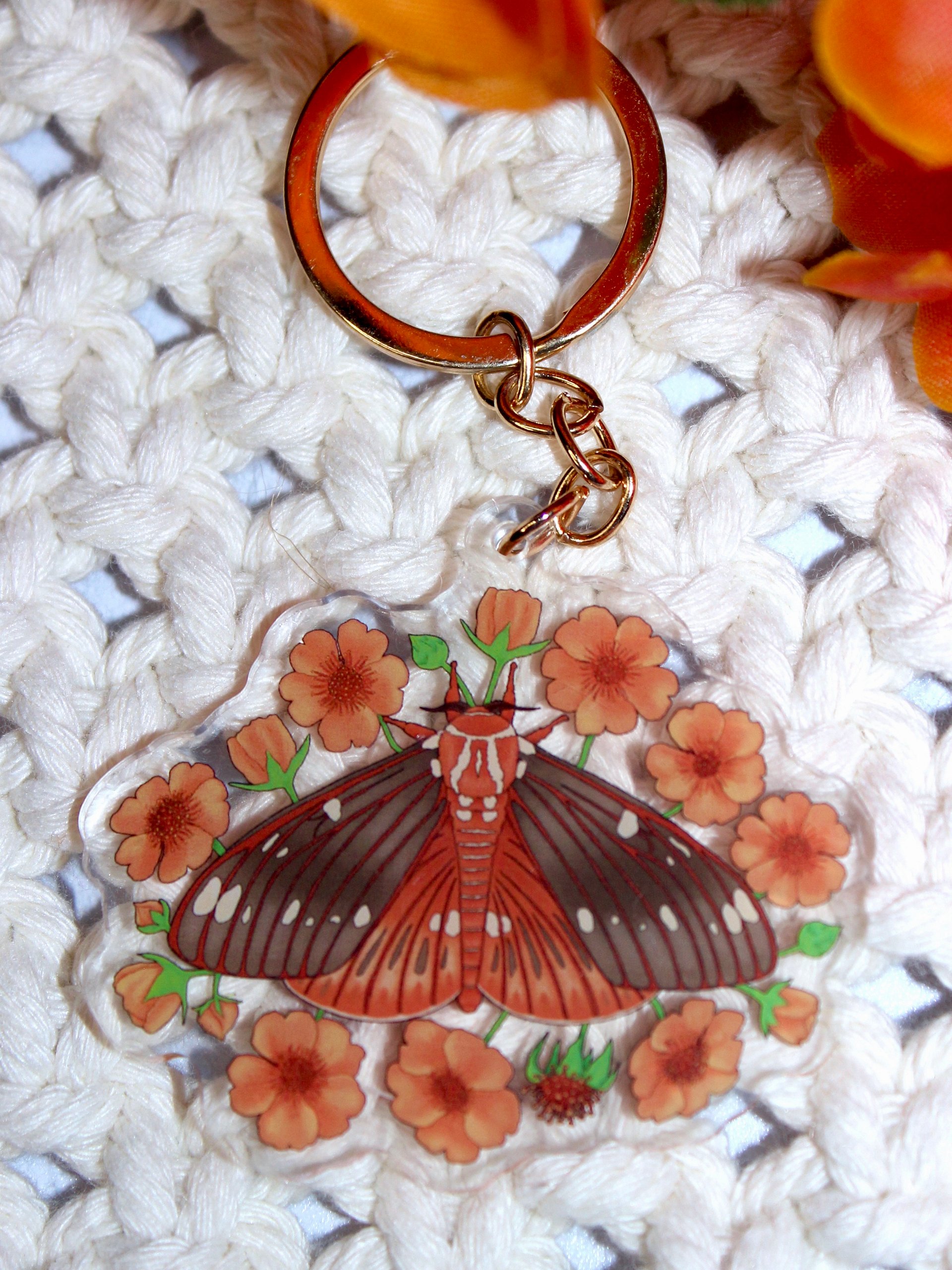 Floral Regal Moth Acrylic Keychain product image (2)