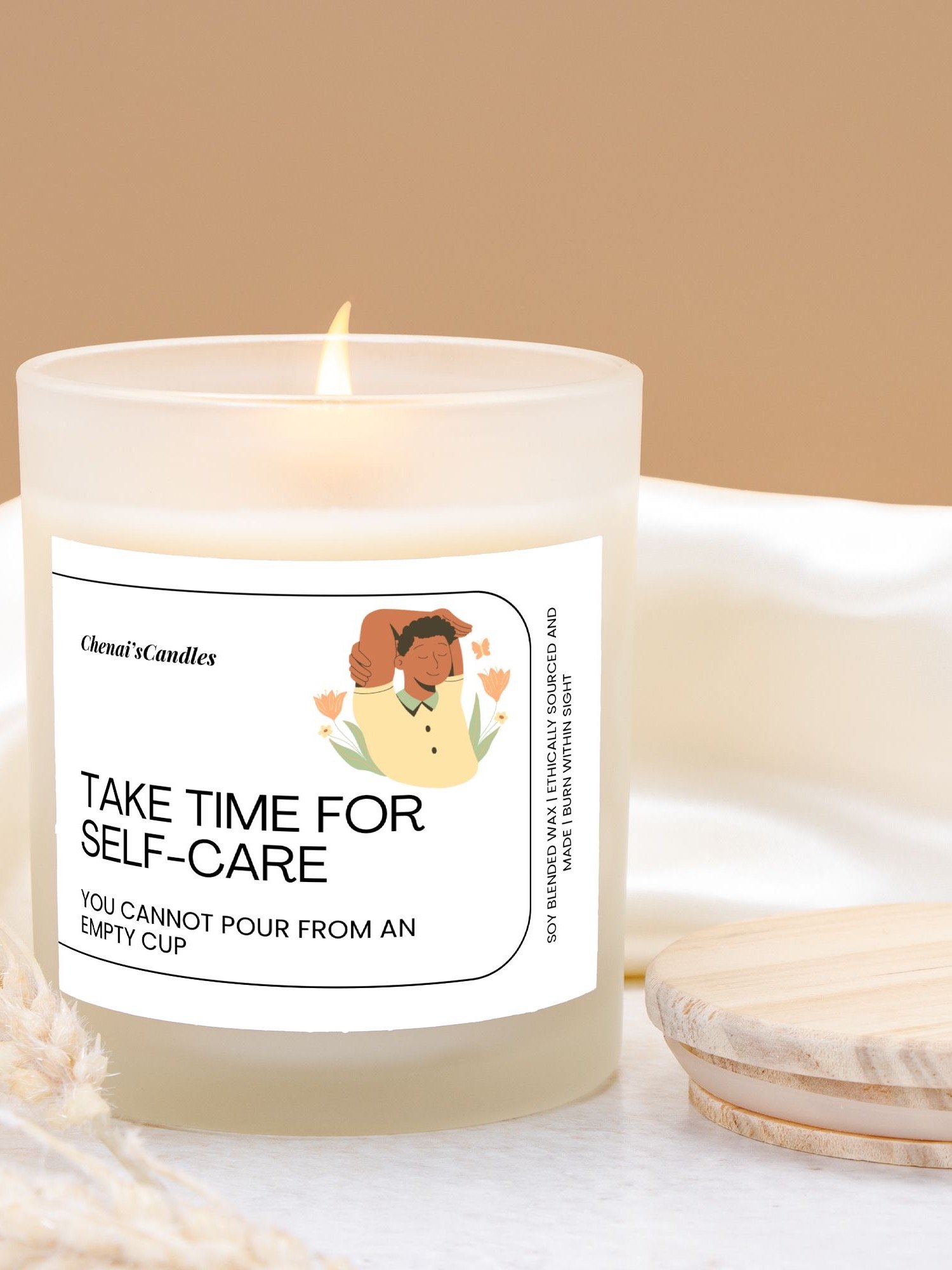 Take time for self-care frosted candle product image (2)
