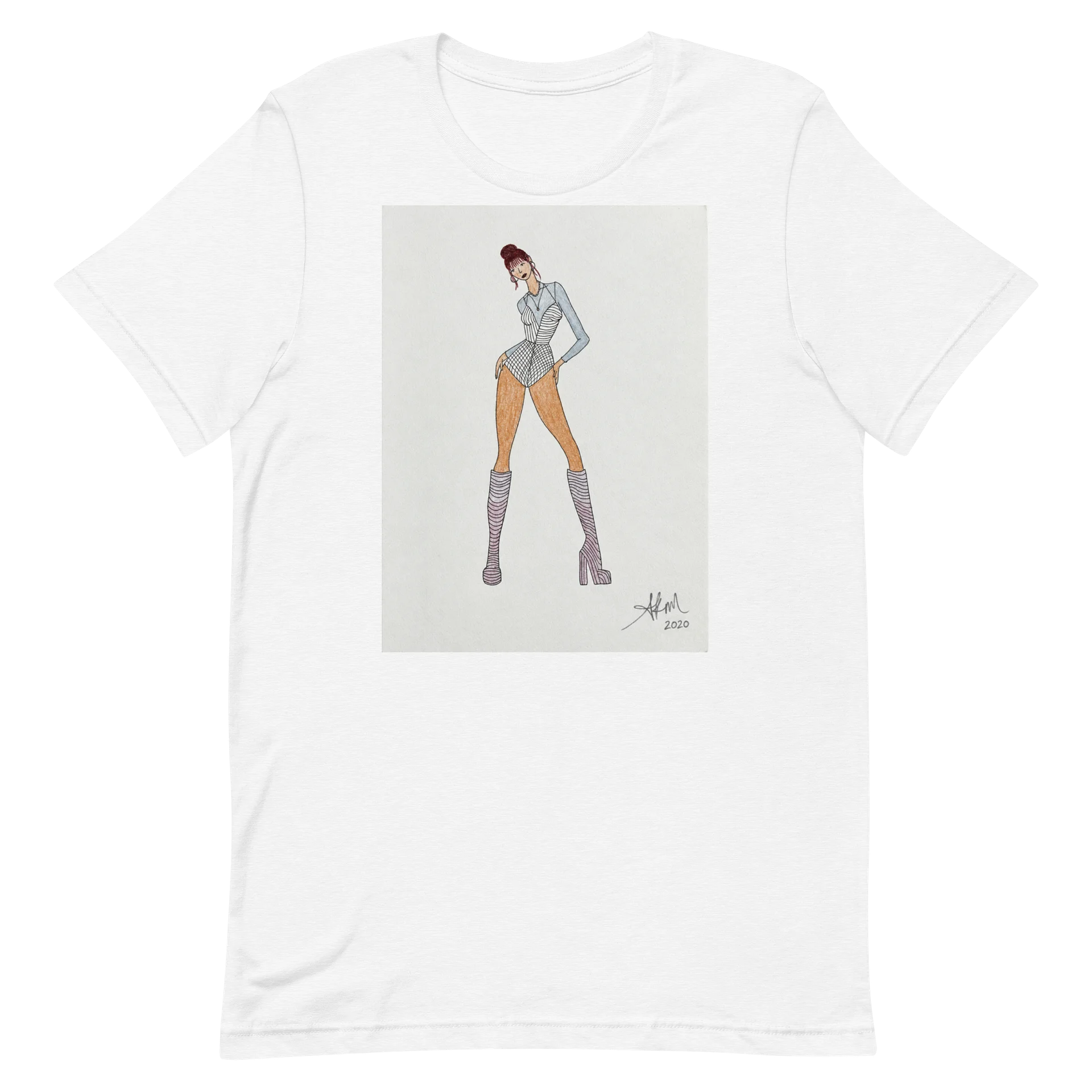 AK’s Chic in Stripes and Boots Fashion Design - T-Shirt (ver2) product image (2)