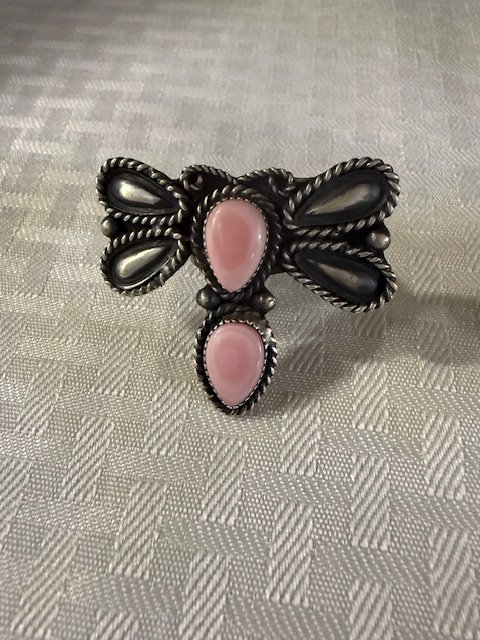 Artisan Pink Conch Shell "Flight of the Dragonfly" Statement Ring product image (1)