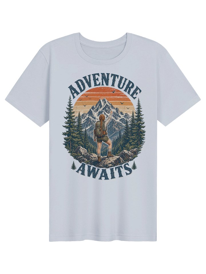 Adventure Awaits Retro Mountain Hiking Tee product image (3)