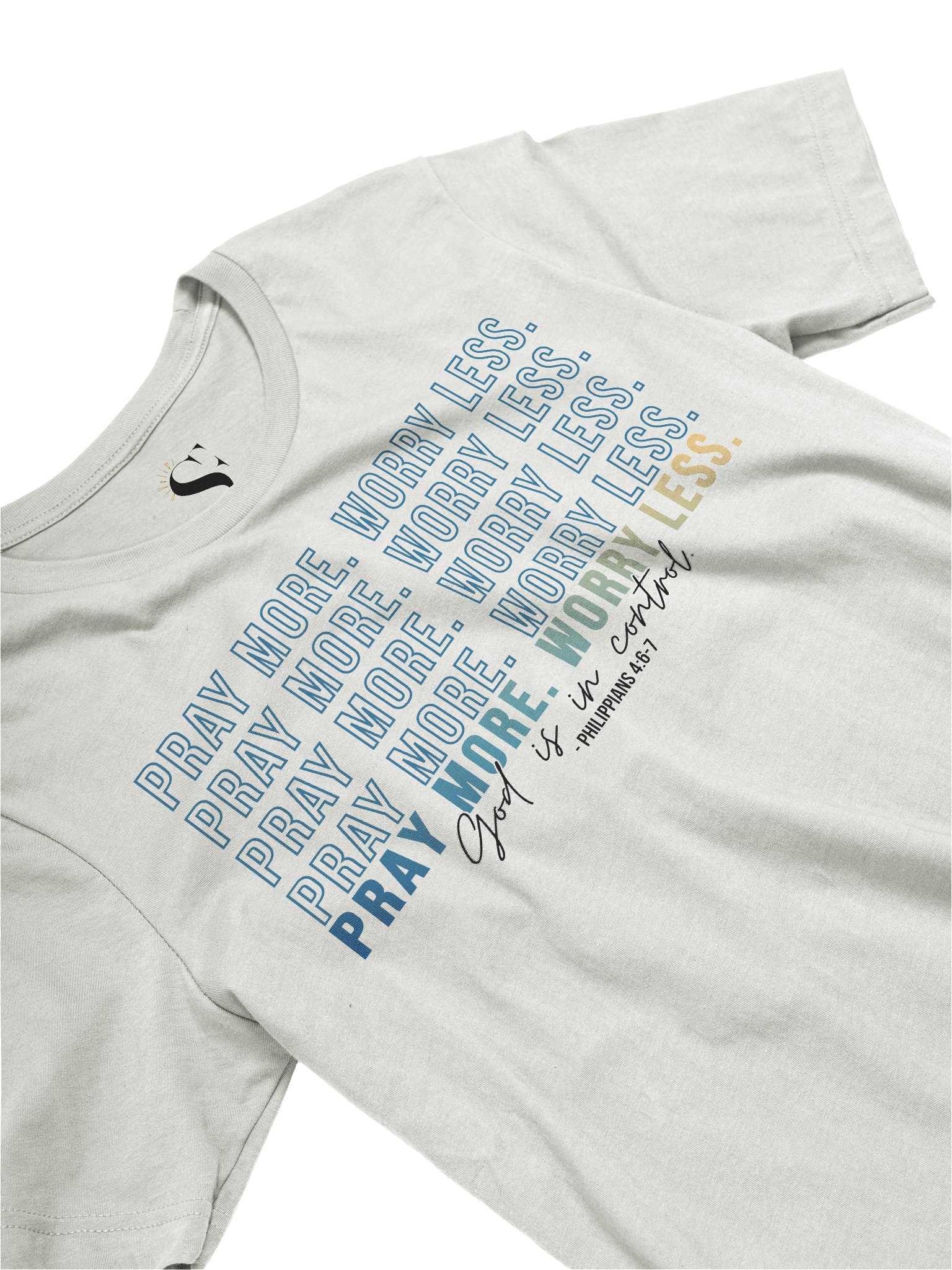 Pray More Worry Less 2.0 - Unisex Tee - Teal Gradient - Light Colors product image (4)