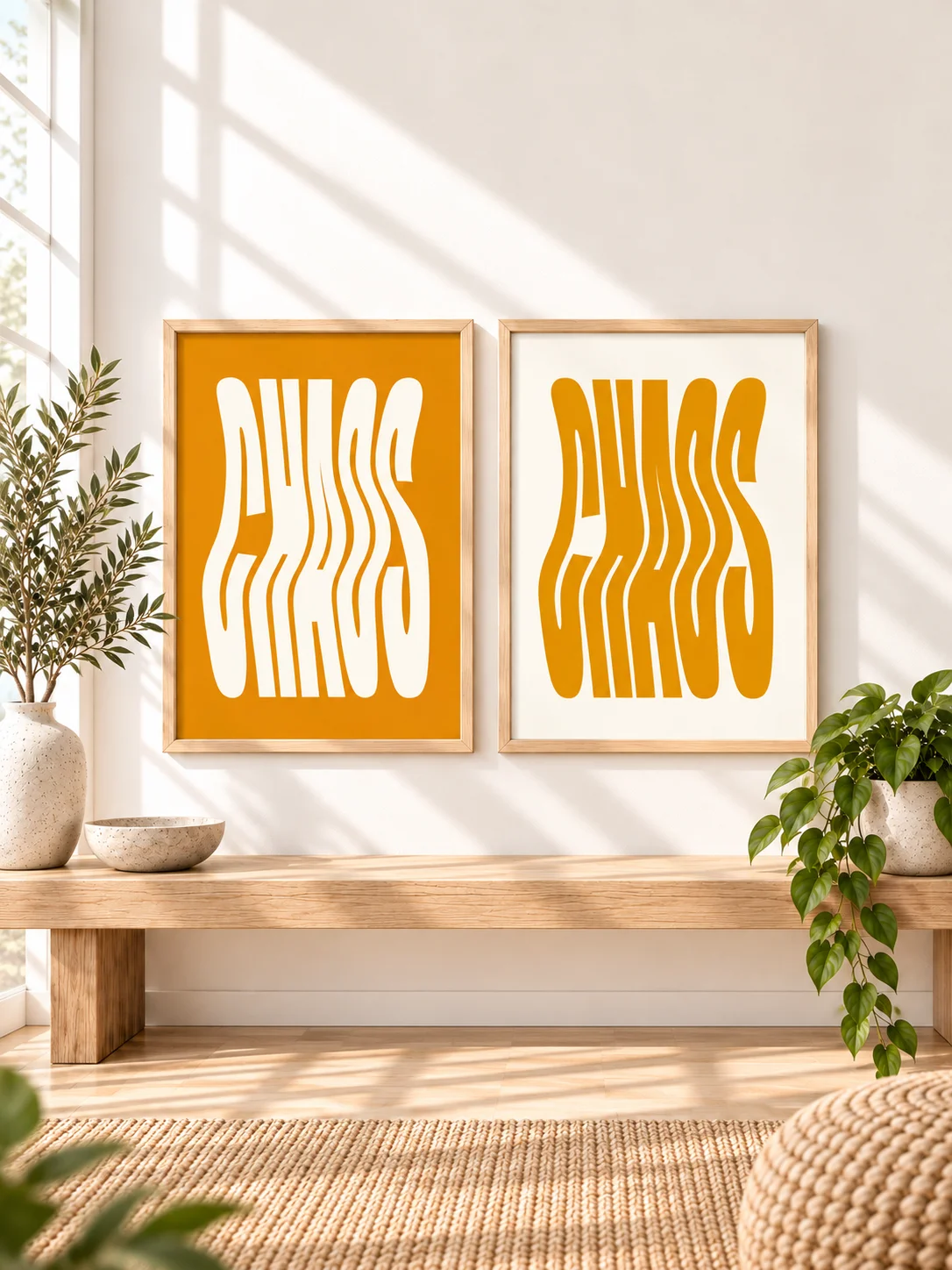 Chaos Print, Wavy Typography, Orange Retro Wall Art, Groovy Poster, Mid Century Decor, Digital Download, Dopamine Aesthetic product image (1)