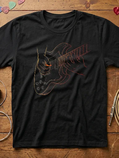 In the Strings SG - Electric Guitar Line Art T-Shirt | Gift for Guitar Players product image (1)